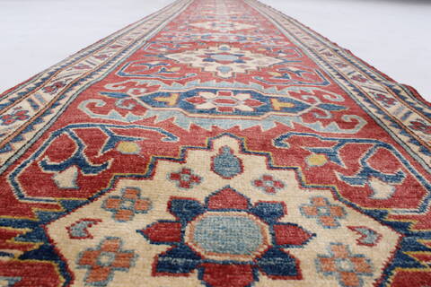 Kazak Red Runner Hand Knotted 211 X 194  Area Rug 250-24140 Image 4