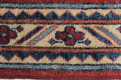 Kazak Red Runner Hand Knotted 211 X 194  Area Rug 250-24140 Image 5