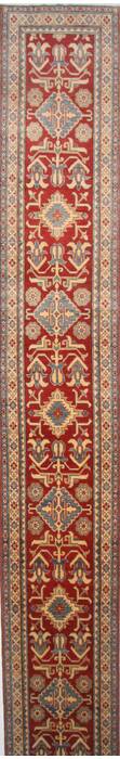 Kazak Red Runner Hand Knotted 211 X 194  Area Rug 250-24140 Image 0