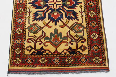 Turkman Yellow Runner Hand Knotted 29 X 167  Area Rug 250-24162 Image 4