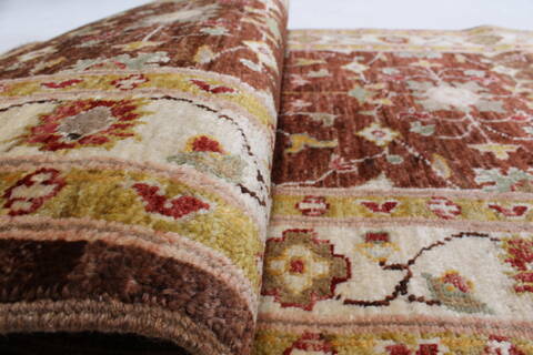 Pishavar Brown Runner Hand Knotted 29 X 1611  Area Rug 250-24173 Image 12