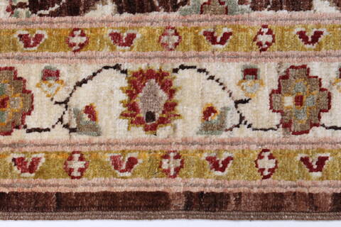 Pishavar Brown Runner Hand Knotted 29 X 1611  Area Rug 250-24173 Image 4
