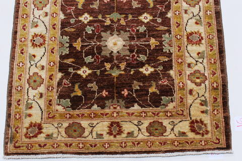 Pishavar Brown Runner Hand Knotted 29 X 1611  Area Rug 250-24173 Image 6