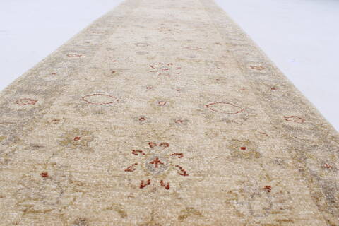Pishavar Beige Runner Hand Knotted 25 X 151  Area Rug 250-24183 Image 1