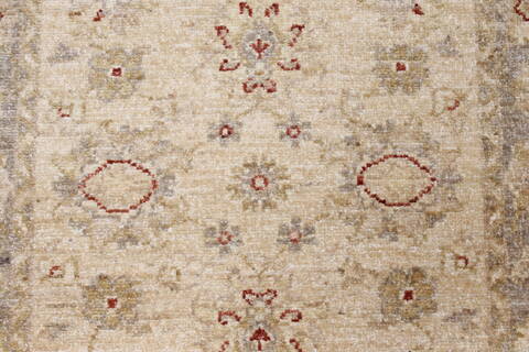 Pishavar Beige Runner Hand Knotted 25 X 151  Area Rug 250-24183 Image 3