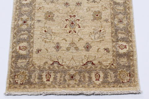 Pishavar Beige Runner Hand Knotted 25 X 151  Area Rug 250-24183 Image 4