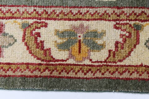 Pishavar Green Runner Hand Knotted 29 X 153  Area Rug 250-24208 Image 2