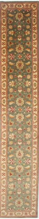 Pishavar Green Runner Hand Knotted 29 X 153  Area Rug 250-24208 Image 0