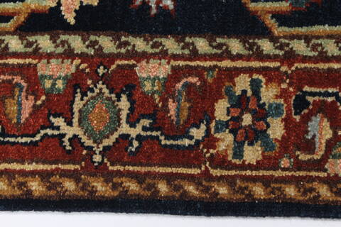 Serapi Blue Runner Hand Knotted 27 X 178  Area Rug 250-24209 Image 1