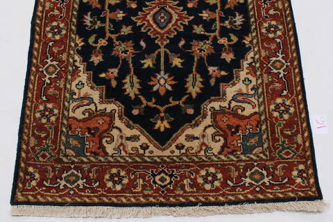 Serapi Blue Runner Hand Knotted 27 X 178  Area Rug 250-24209 Image 3