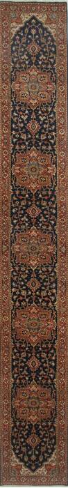Serapi Blue Runner Hand Knotted 27 X 178  Area Rug 250-24209 Image 0