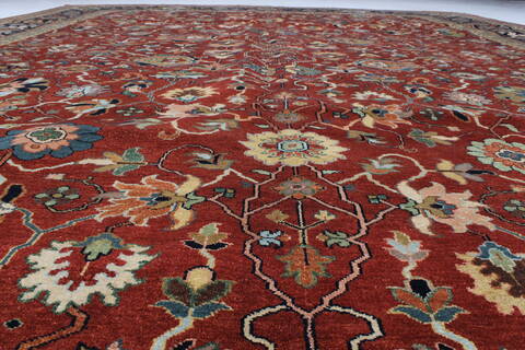 Serapi Red Hand Knotted 119 X 149  Area Rug 250-24230 Image 4