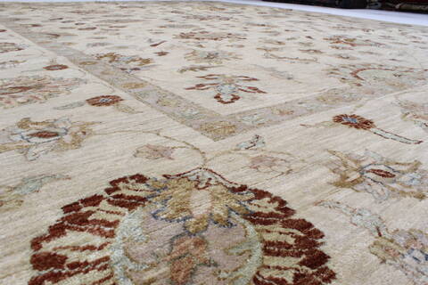 Chobi Beige Hand Knotted 120 X 147  Area Rug 250-24232 Image 2