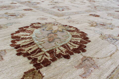 Chobi Beige Hand Knotted 120 X 147  Area Rug 250-24232 Image 3
