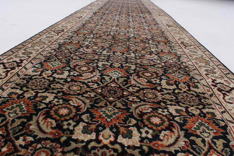 Herati Black Runner Hand Knotted 26 X 160  Area Rug 250-24275 Image 3