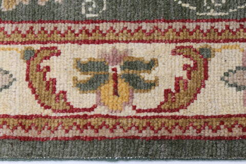 Pishavar Green Runner Hand Knotted 27 X 152  Area Rug 250-24276 Image 1
