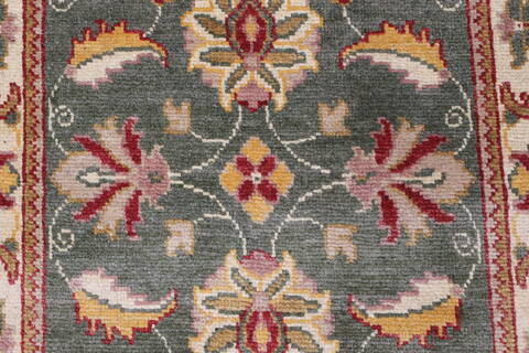 Pishavar Green Runner Hand Knotted 27 X 152  Area Rug 250-24276 Image 2