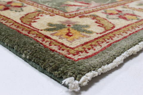 Pishavar Green Runner Hand Knotted 27 X 152  Area Rug 250-24276 Image 4