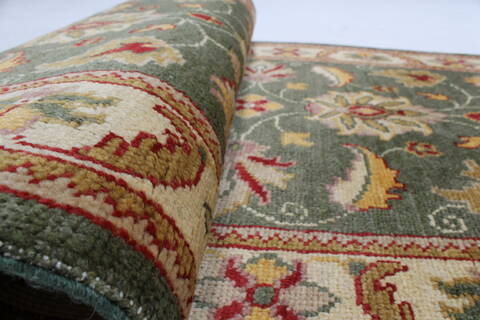 Pishavar Green Runner Hand Knotted 27 X 152  Area Rug 250-24276 Image 9