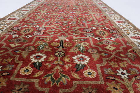 Agra Brown Runner Hand Knotted 27 X 710  Area Rug 250-24346 Image 2