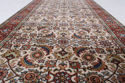 Herati Beige Runner Hand Knotted 27 X 81  Area Rug 250-24349 Image 2