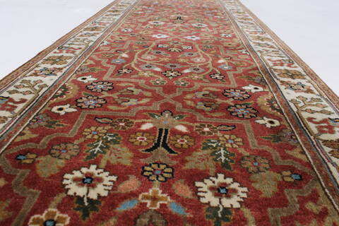 Karajeh Brown Runner Hand Knotted 20 X 78  Area Rug 250-24359 Image 11