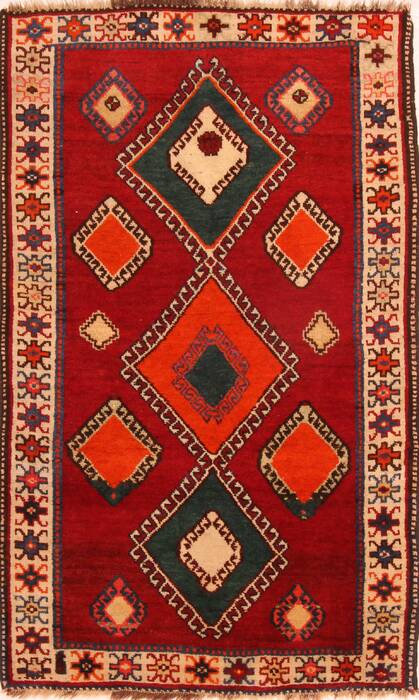 Gabbeh Red Hand Knotted 35 X 58  Area Rug 100-24363 Image 0