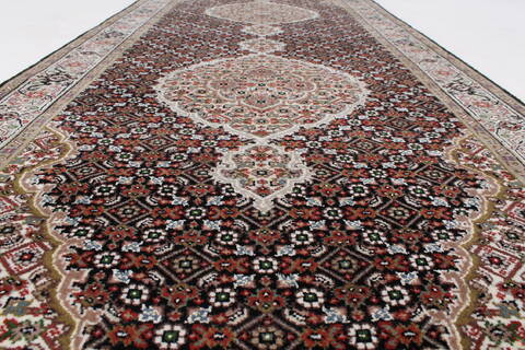 Tabriz Black Runner Hand Knotted 28 X 71  Area Rug 250-24364 Image 1