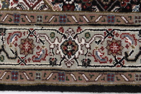 Tabriz Black Runner Hand Knotted 28 X 71  Area Rug 250-24364 Image 2