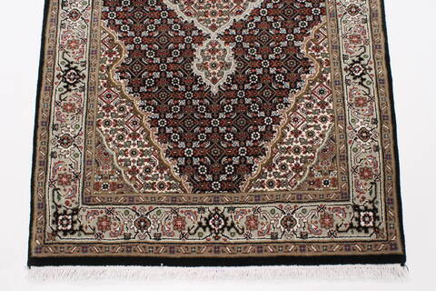 Tabriz Black Runner Hand Knotted 28 X 71  Area Rug 250-24364 Image 4