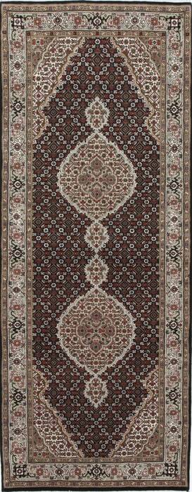 Tabriz Black Runner Hand Knotted 28 X 71  Area Rug 250-24364 Image 0