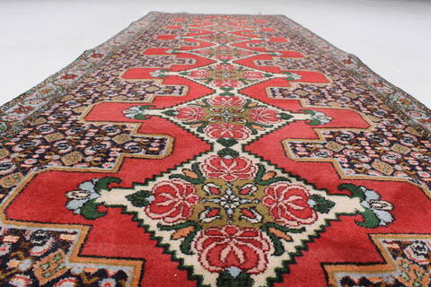 Sanandaj Red Runner Hand Knotted 211 X 84  Area Rug 250-24370 Image 2