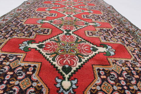 Sanandaj Red Runner Hand Knotted 211 X 84  Area Rug 250-24370 Image 3