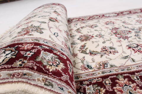 Tabriz Beige Runner Hand Knotted 26 X 80  Area Rug 250-24386 Image 10