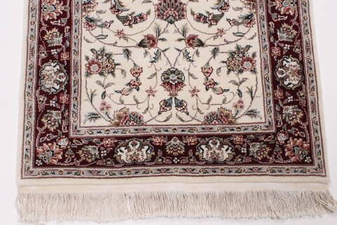 Tabriz Beige Runner Hand Knotted 26 X 80  Area Rug 250-24386 Image 4