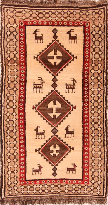 Gabbeh Beige Hand Knotted 35 X 63  Area Rug 100-24390 Image 0