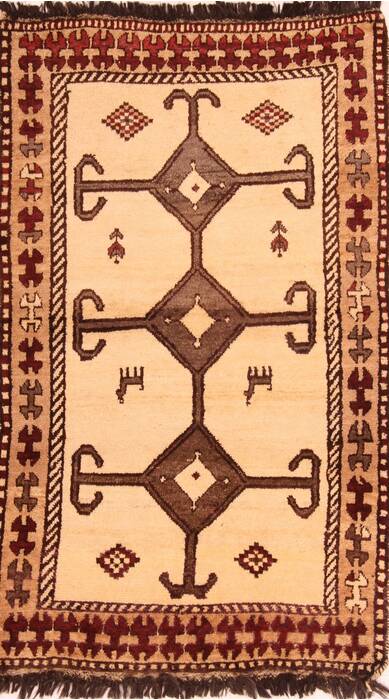 Gabbeh Beige Hand Knotted 36 X 62  Area Rug 100-24397 Image 0