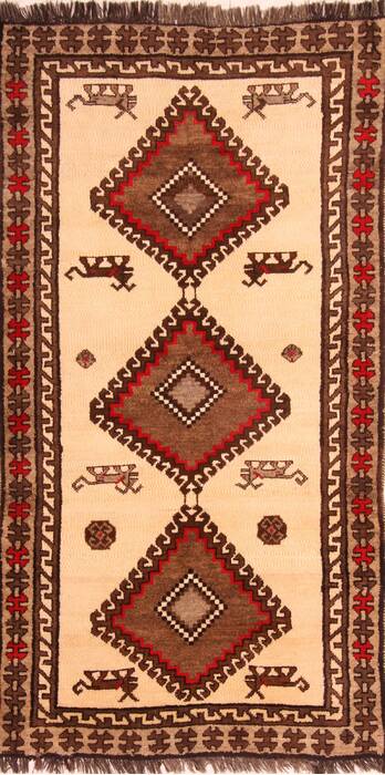 Gabbeh White Hand Knotted 37 X 611  Area Rug 100-24402 Image 0