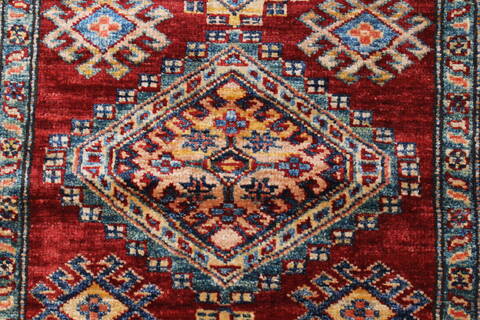 Kazak Red Runner Hand Knotted 26 X 77  Area Rug 250-24404 Image 4