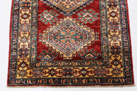 Kazak Red Runner Hand Knotted 26 X 77  Area Rug 250-24404 Image 5