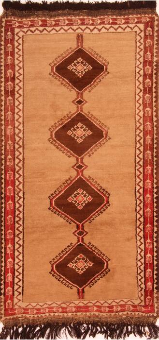 Gabbeh Brown Hand Knotted 36 X 69  Area Rug 100-24440 Image 0