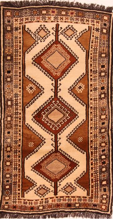 Gabbeh Beige Hand Knotted 37 X 67  Area Rug 100-24449 Image 0