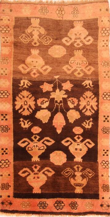 Gabbeh Brown Hand Knotted 35 X 62  Area Rug 100-24451 Image 0