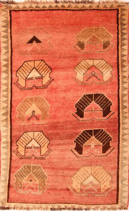 Gabbeh Red Hand Knotted 42 X 68  Area Rug 100-24595 Image 0