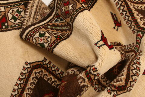 Gabbeh Beige Runner Hand Knotted 35 X 68  Area Rug 100-24625 Image 1