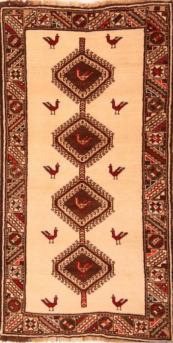 Gabbeh Beige Runner Hand Knotted 35 X 68  Area Rug 100-24625 Image 0