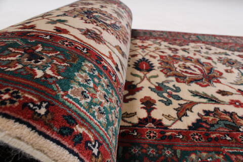 Tabriz Beige Runner Hand Knotted 27 X 78  Area Rug 250-24633 Image 12