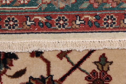 Tabriz Beige Runner Hand Knotted 27 X 78  Area Rug 250-24633 Image 2