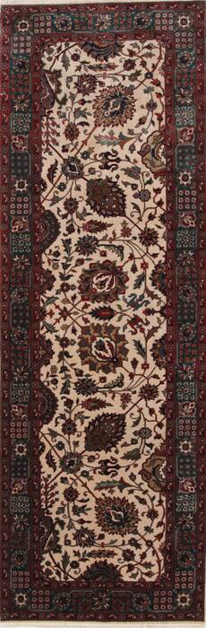 Tabriz Beige Runner Hand Knotted 27 X 78  Area Rug 250-24633 Image 0