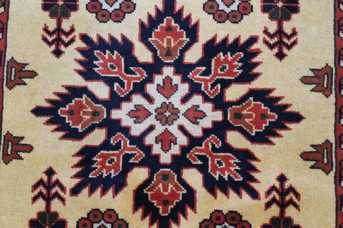 Turkman Yellow Runner Hand Knotted 29 X 68  Area Rug 250-24635 Image 3
